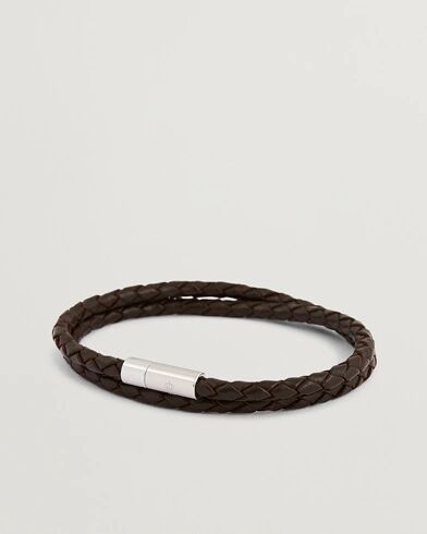 Skultuna Two Row Leather Bracelet Dark Brown Steel