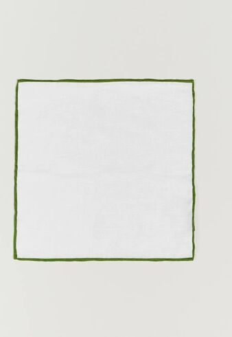 Amanda Christensen Linen Paspoal Pocket Square White/Green