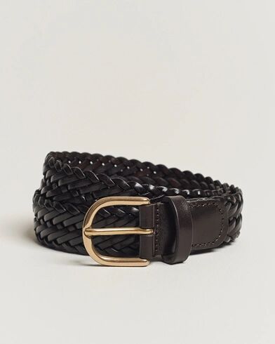 Anderson's Woven Leather Belt 3 cm Dark Brown