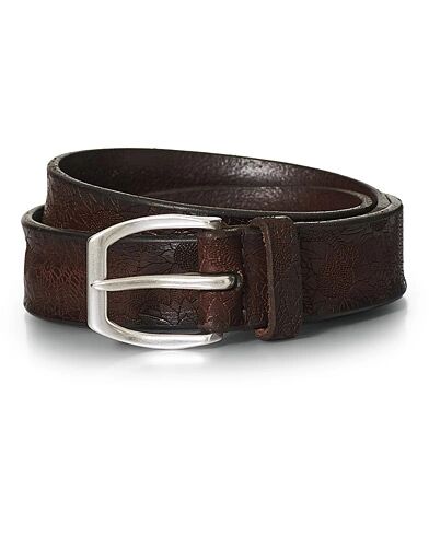 Orciani Engraved Leather Belt 3,5 cm Dark Brown