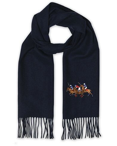Polo Ralph Lauren Embroidered Cashmere Scarf Hunter Navy