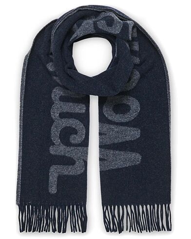 Woolrich Woven Logo Scarf Melton Blue