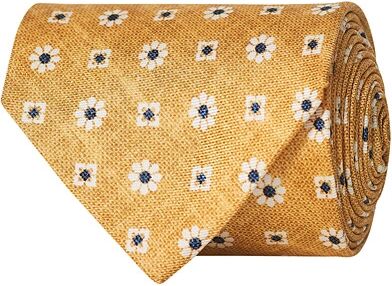 Amanda Christensen Silk Twill Printed Flower 8 cm Tie Yellow