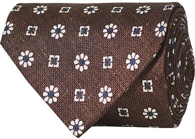 Amanda Christensen Silk Twill Printed Flower 8 cm Tie Dark Brown