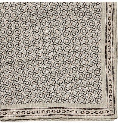 Brunello Cucinelli Micro Pattern Silk Pocket Square Beige