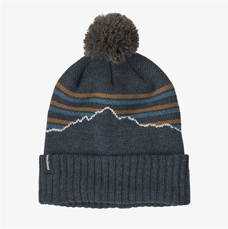 Patagonia Powder Town Beanie Fitz Roy Stripe Knit: Smolder Blue