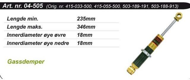 Kimpex Gold Støtdemper Ski-Doo/lynx 415033500/415055500/503189191/503188913