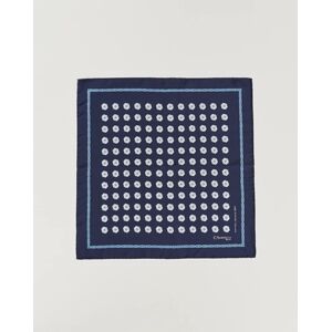 E. Marinella Printed Silk Pocket Square Navy