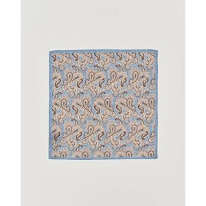 Amanda Christensen Linen Printed Large Paisley Pocket Square Blue