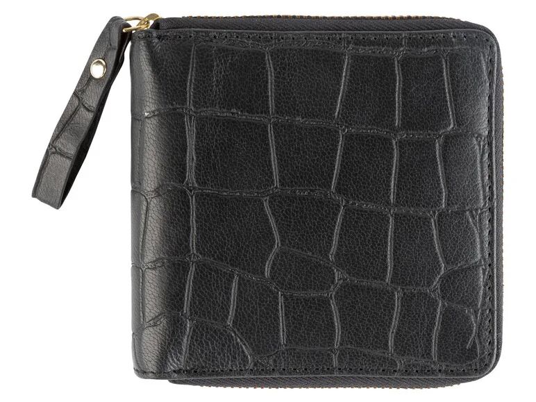 ESMARA® Dámska kožená peňaženka (čierna s krokodílím vzorom)