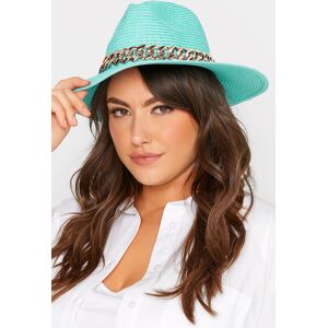 Yours Bright Blue Straw Chain Fedora Hat Blue One Size Female