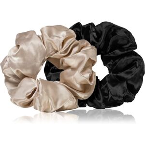 BrushArt Hair Large satin scrunchie set hair bands Cream & Black