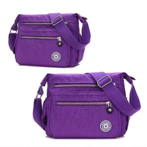 Unbranded (Dark Purple) Cross Body Bag Handbag Ladies Canvas Shoulder