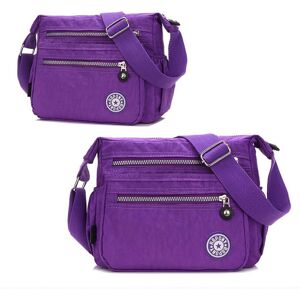 Unbranded (Dark Purple) Cross Body Handbag Ladies Canvas Shoulder Bag