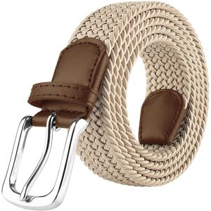 Ze Enzo (Beige, L) Enzo Elasticated Belts Men Ladies Stretch Belts