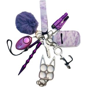 Unbranded (Purple) Self Defense Keychain Set Women Personal Portable Safety Alarm Key Ring