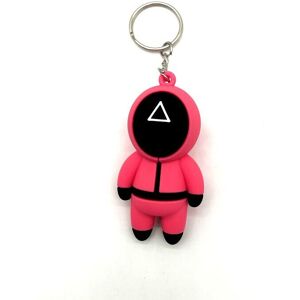 RYWOLT (Pink Triangle) Squid Keychain Game Red Guard Staff Worker Figure Key Ring Car P