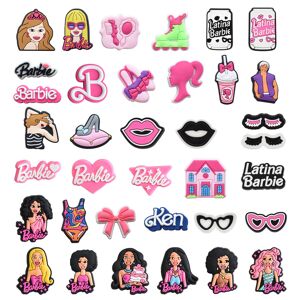 paktoosz 20PCS Pink Barbie Girl Croc Shoes Charm Cute Cartoon Charm Accessories