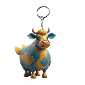 DINAMR (Style M) Cartoon Cow Keychain Acrylic Car Keyring Bull Backpacks Pendant Novelt