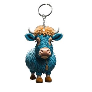 DINAMR (Style G) Cartoon Cow Keychain Acrylic Car Keyring Bull Backpacks Pendant Novelt