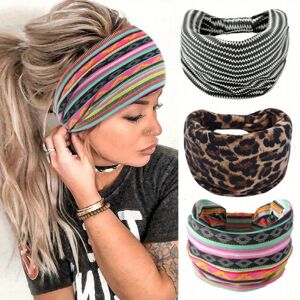 Unbranded 3pcs Boho Headband Wide Sports Sweatband Leopard Pattern Hair Band Women Girls H