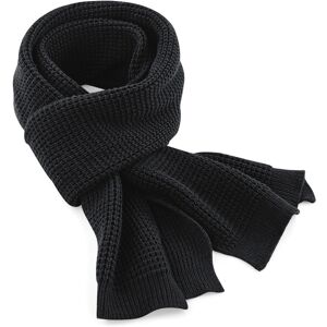 (One Size, Black) Beechfield Unisex Classic Waffle Knit Winter Scarf