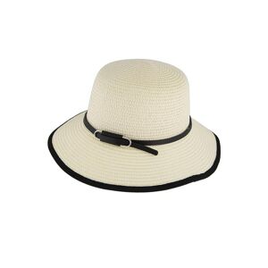 Dents Women's Paper Straw Hat With Buckle Detail In Ivory/black Size One