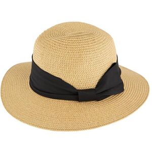 Dents Women's Paper Straw Fedora Hat In Natural/black Size One