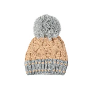 Dents Women's Chunky Cable Knit Hat With Pom Pom In Camel/dove Grey Size One