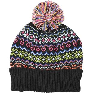 Dents Women'S Neon Fair Isle Knitted Hat With Pom Pom In Black Size One