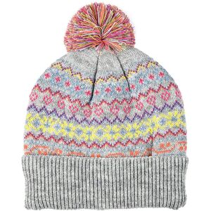 Dents Women'S Neon Fair Isle Knitted Hat With Pom Pom In Dove Grey Size One