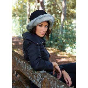 Dents Women's Wax Cotton Hat With Faux Fur Brim In Navy Size One