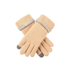 Dents Women's Touchscreen Knitted Gloves In Camel/dove Grey Size One