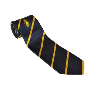 The Poppy Shop MEMBERS Navy Gold Stripe Single Motif Silk Tie