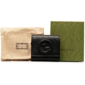 Gucci Blondie Interlocking G Bi-fold Wallet 760316 AACP7 Black Leather Women's