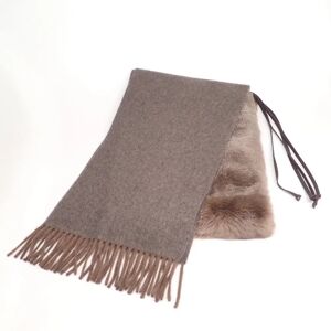 Fendi Cashmere x Mink Candy Stole Scarf Grey Brown Women's