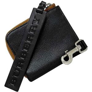 Burberry L-shaped coin case black brown wallet purse leather  pull compact men's