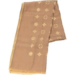 LOUIS VUITTON Monogram Stole Purple Beige Silk Acetate Women's