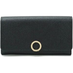 Bulgari Clip Bi-fold Long Wallet Grain Leather Black 282056