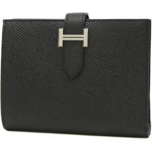 Hermes Bearn Compact Bi-fold Wallet Epson Black W Engraved