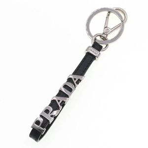 Prada Keychain Black Leather Key Ring Bag Charm Ladies Men's