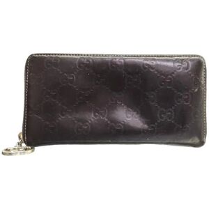 Gucci Shima Long Wallet Men's Round Zip Embossed Dark Brown 203887