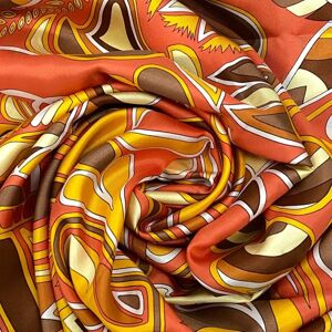 Hermes Carre 140 FOLKLORE Folklor Scarf Muffler Orange Unisex