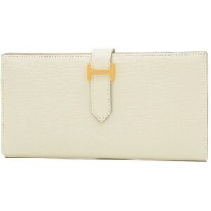 Hermes Bearn Soufflet Bi-fold Long Wallet Chevre Mushroom B Engraved