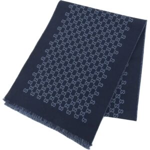 Gucci GG pattern interlocking G scarf wool blue