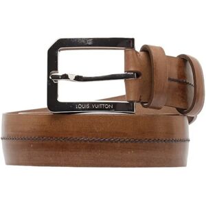 LOUIS VUITTON Belt Brown Silver Leather Men's