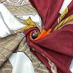 Hermes Carre 140 Black Zouaves and Dragons Scarf Muffler Bordeaux Women's