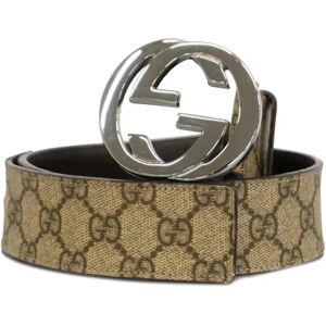 Gucci Belt GG Supreme Interlocking G 114984 Brown Men's