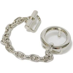 Hermes Belt Carrousel Buckle Engraved Anchor Chain Chaine d'Ancre Metal Silver Women's