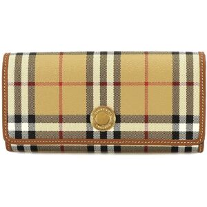 Burberry Check Continental Wallet Bi-fold Long PVC Leather Beige Brown 8070414